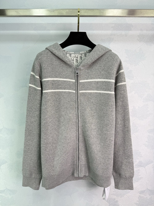 Dior Reversible Knit Coat with Floral Logo, Offering Luxury and a Slimming Effect