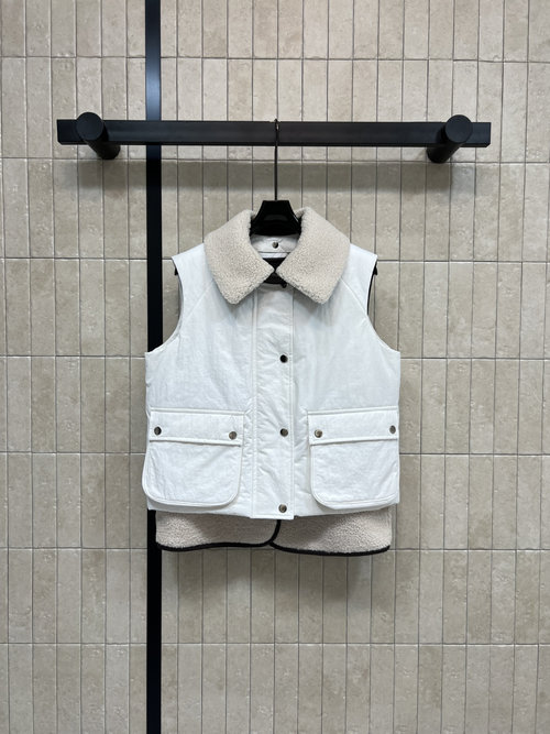 Loewe Practical and Warm Reversible Fur-lined Cotton Vest with Detachable Collar