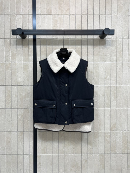 Loewe Practical and Stylish Detachable Fur Collar Double-Sided Fur Vest