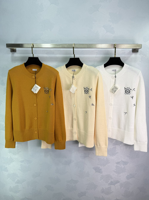 Loewe Knitted Open Cardigan with Chest Embroidery, Soft, Warm and Versatile