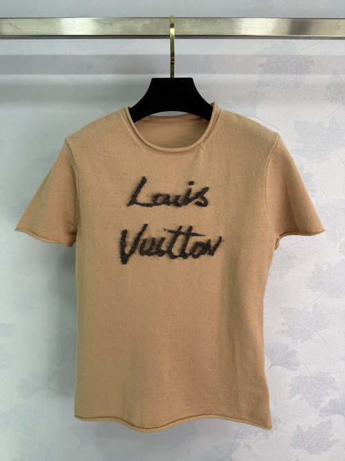 Louis Vuitton Cozy Logo Knit Sweater with Short Sleeves and Round Neck