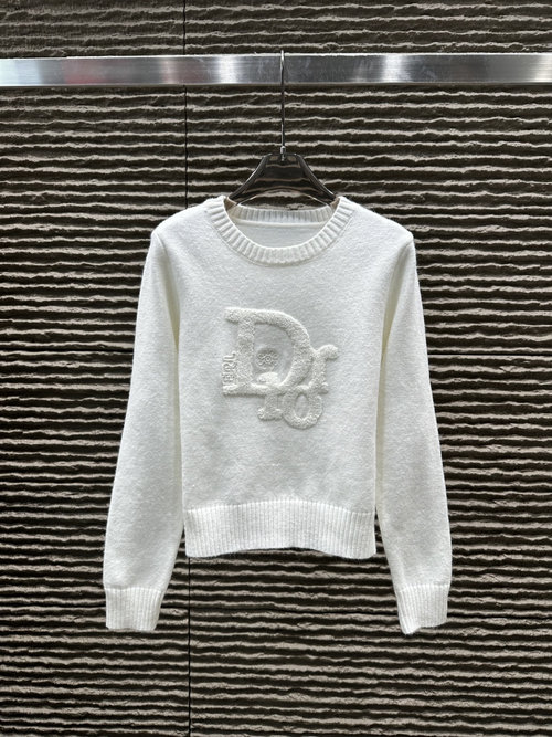 Dior Newly Arrived 3D Towel-Embroidered Pullover Sweater