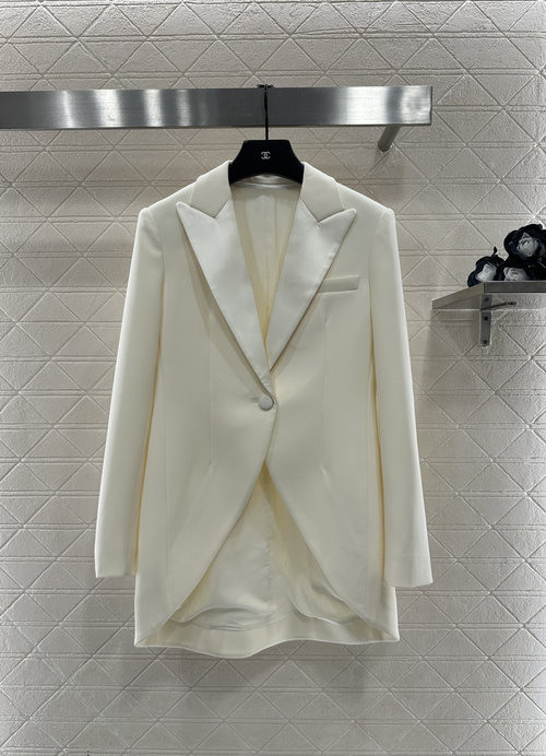 Dior Lapel Waist-Contracted Medium-Length Suit Jacket in Imported Fabric