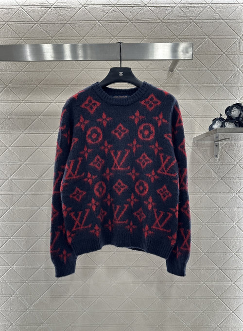Louis Vuitton Round Neck Knit Pullover with Four-Leaf Clover Embroidered Logo