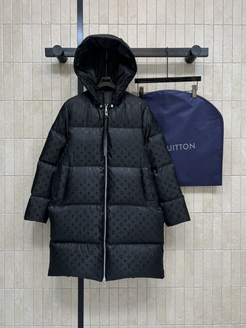 Louis Vuitton Timeless Monogram Long Hooded Down Jacket