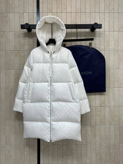 Louis Vuitton Timeless Hooded Down Jacket with Subtle Jacquard Logo