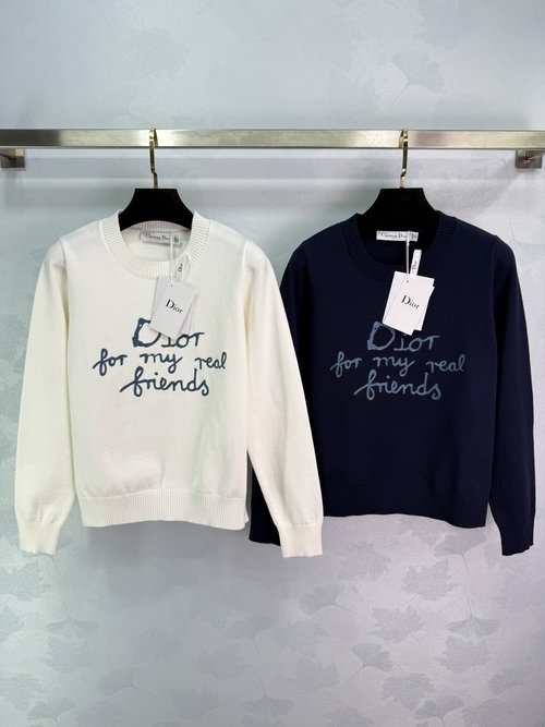 Dior Letter Jacquard Wool Sweater with Classic Logo