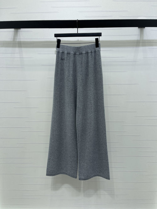 Dior Solid Color Wide-Leg Knit Trousers