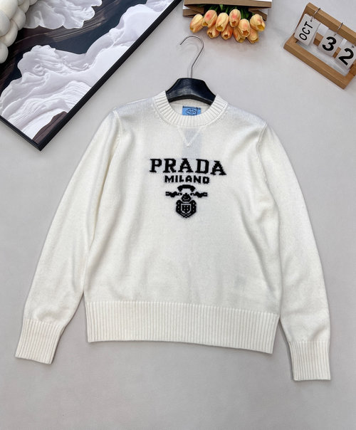 Prada Classic Logo Jacquard Knitted Top, Lightweight and Warm