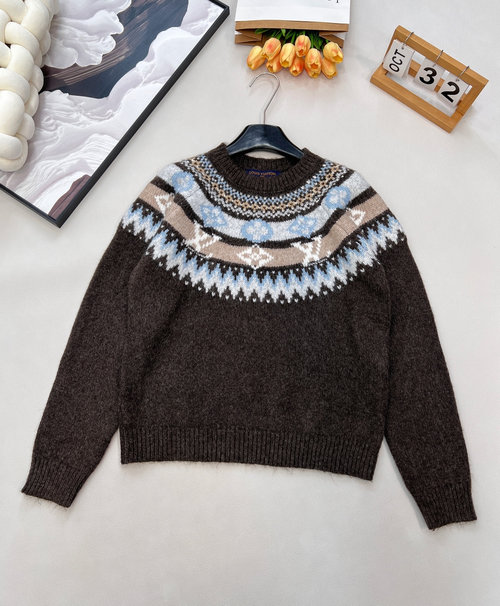 Louis Vuitton High - end Alpine - inspired Fair Isle Knit Sweater