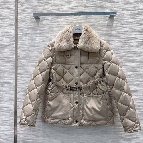 Moncler Detachable Rabbit Fur Collar Down Jacket with Classic Logo