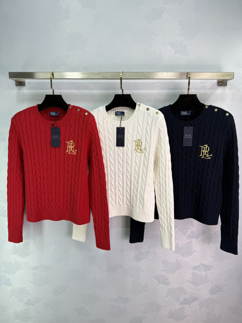 Polo Ralph Lauren Classic Round Neck Embroidered Sweater with Thick Knit Fabric