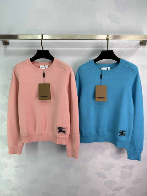 Burberry Deer Embroidered Knit Sweater, High-Quality Wool