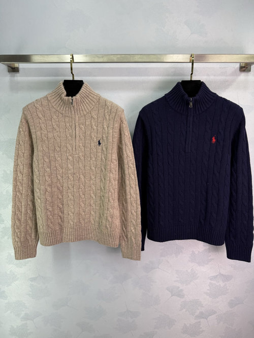 Polo Ralph Lauren Half-Zip Long Sleeve Sweater with Horse Logo, Comfortable and Stylish