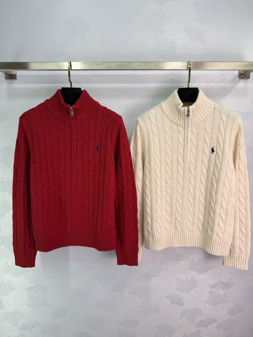 Polo Ralph Lauren Half-Zip Long Sleeve Sweater with Horse Logo, Comfortable and Stylish