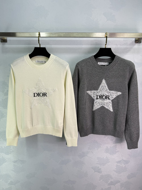 Dior Star Embroidery Knit Shirt, Comfortable for Daily Wear