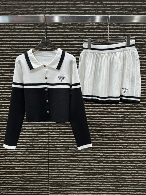 Prada Prada-inspired Color-blocked Collar Knit Set