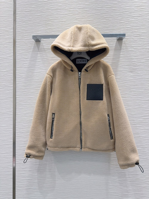 Loewe Luxurious Artificial Lamb Fur Coat with Versatile Fashion