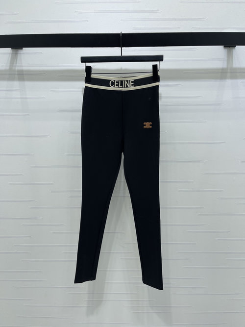Celine High-Elasticity Ribbon Leggings with Fashion Details