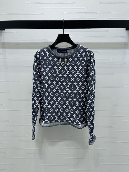 Louis Vuitton Jacquard Chain Pullover Long-Sleeve Sweater with Luxury Elements