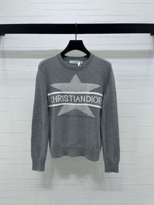 Dior Classic Round Neck Knit Pullover with Letter Hooked Star