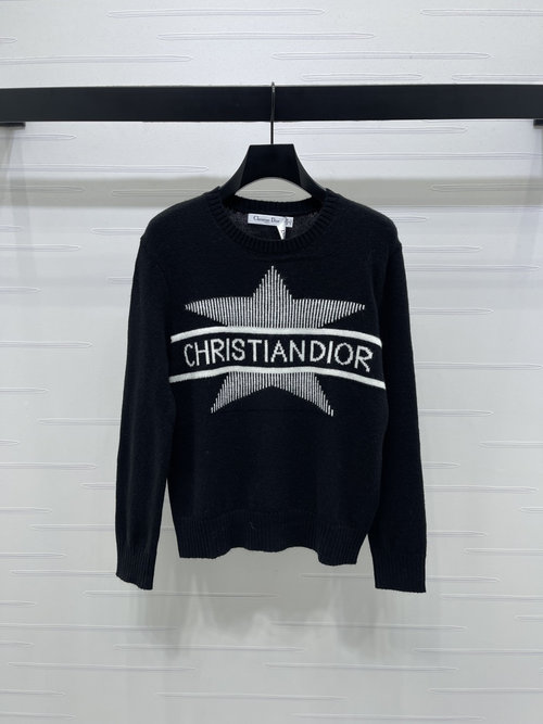 Dior Classic Round Neck Knit Pullover with Letter Hooked Star