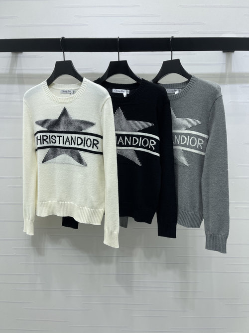 Dior Classic Round Neck Knit Pullover with Letter Hooked Star