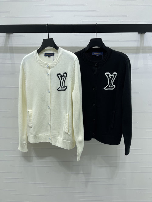Louis Vuitton Jacquard Knit Cardigan with Letter Decoration