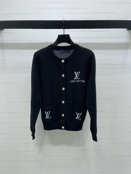 Louis Vuitton Classic Round-Neck Knit Cardigan with Contrasting Logo