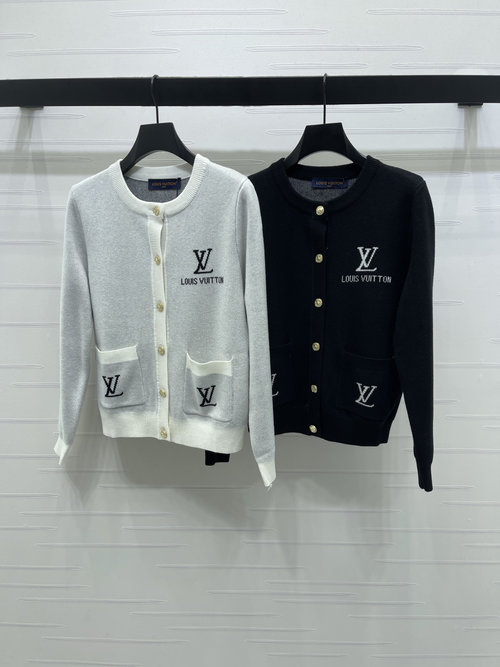 Louis Vuitton Classic Round-Neck Knit Cardigan with Contrasting Logo