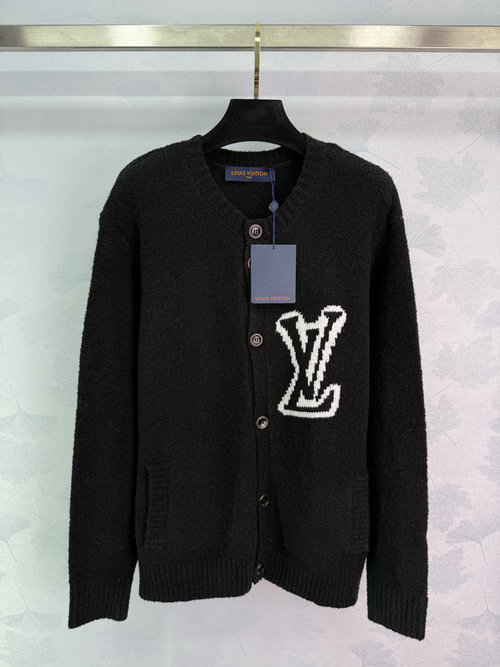 Louis Vuitton Monogram Knit Cardigan with LV Logo Embroidery, Soft and Versatile