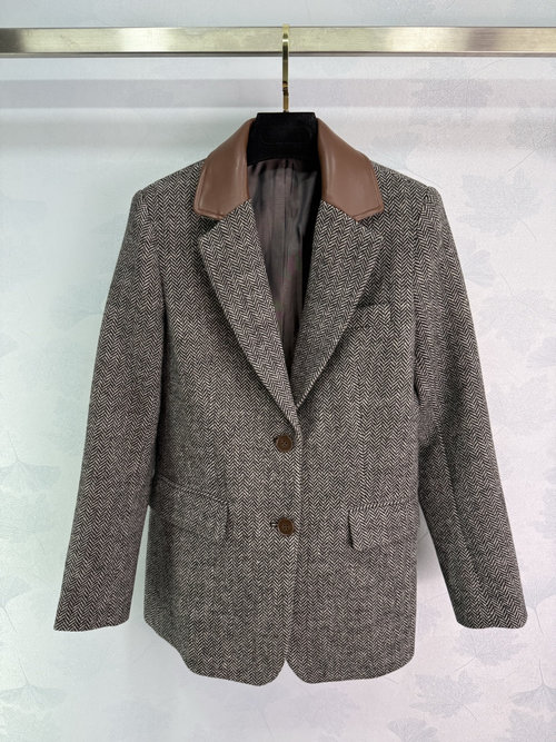 Prada High - Quality Wool Blend Retro Suit Jacket with Distinctive Logo