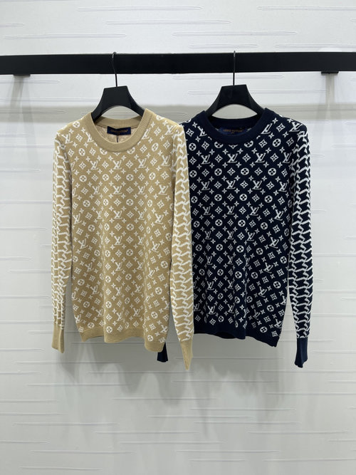 Louis Vuitton High-End Jacquard Round-Neck Pullover, Logo Embellished