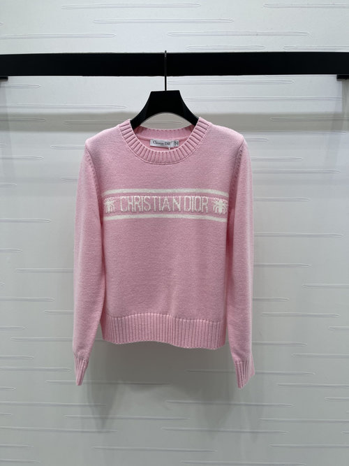 Dior Round Neck Knit Sweater with Bee Embroidery, Classic Design, Premium Quality