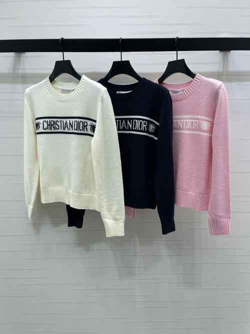 Dior Dior Round Neck Knitted Sweater with Bee Embellishment