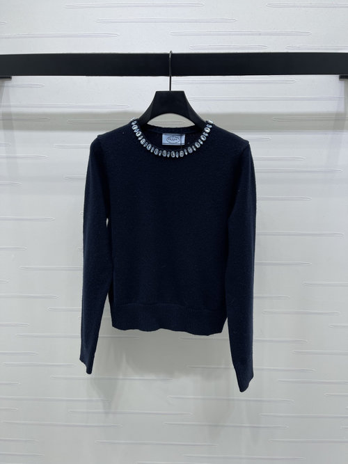 Prada Luxury Water - Diamond Knitted Round - Neck Sweater