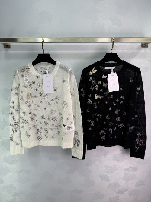 Dior Butterfly-Embroidered Knit Top