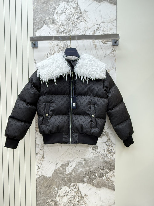 Louis Vuitton Feather-Trimmed Jacquard Logo Cotton Jacket for Petite Frame