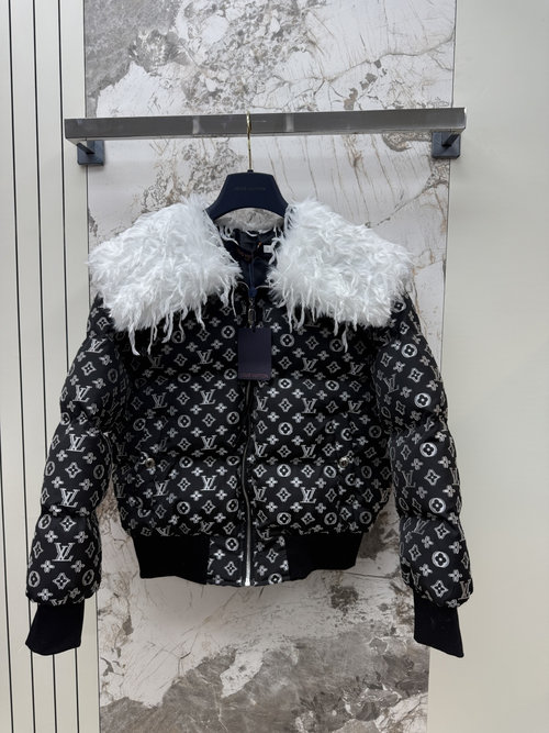 Louis Vuitton Feather-Trimmed Jacquard Logo Cotton Jacket for Petite Frame