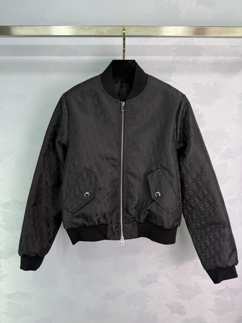 Dior Logo Zipper Bomber Jacket with Loose Fit and Iconic Design