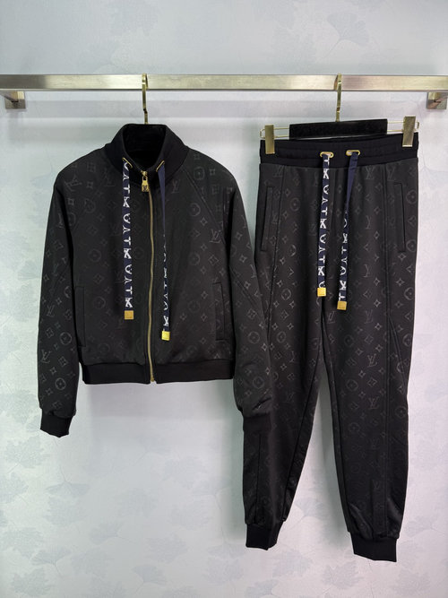 Louis Vuitton Vintage Monogram Set with Zipper Jacket and Elastic Waist Pants
