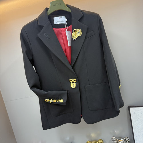 Schiaparelli Sophisticated Slim-Fit Suit Jacket with Gold Details