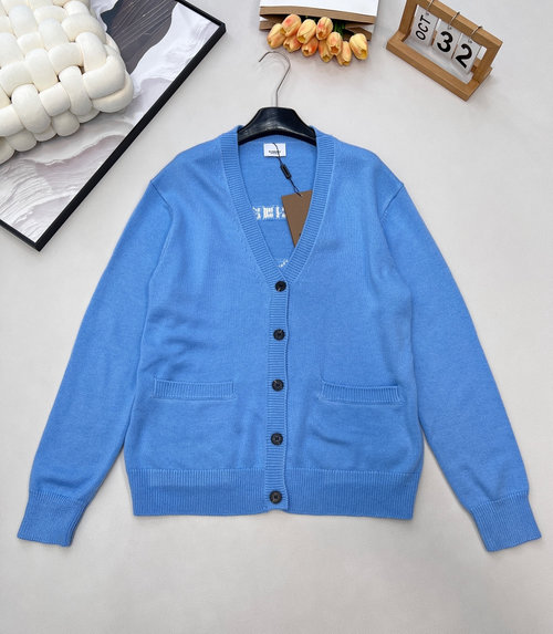 Burberry Wool V-Neck Cardigan with Horse Logo and Embroidered Characters