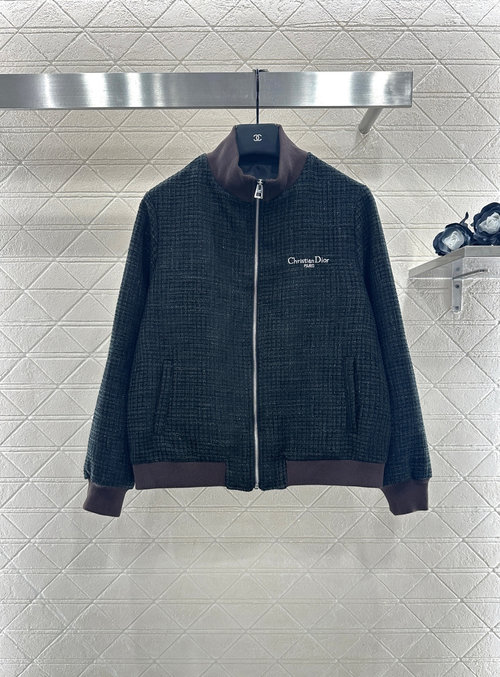 Dior Comfortable and Stylish Woven Tweed Jacket with Letter Logo