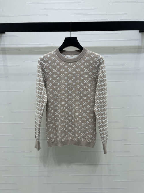 Louis Vuitton Jacquard Round - Neck Pullover with Logo Patterns