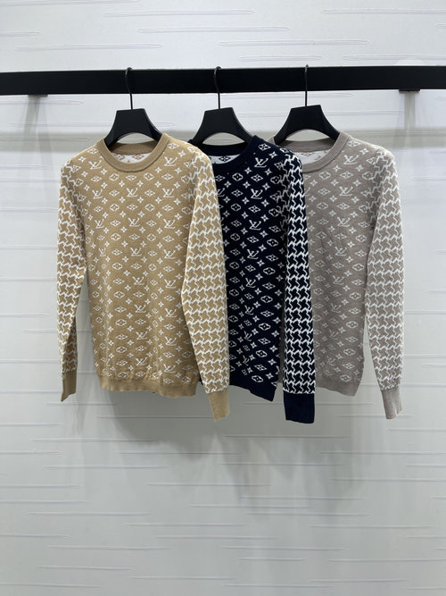 Louis Vuitton Jacquard Round - Neck Pullover with Logo Patterns