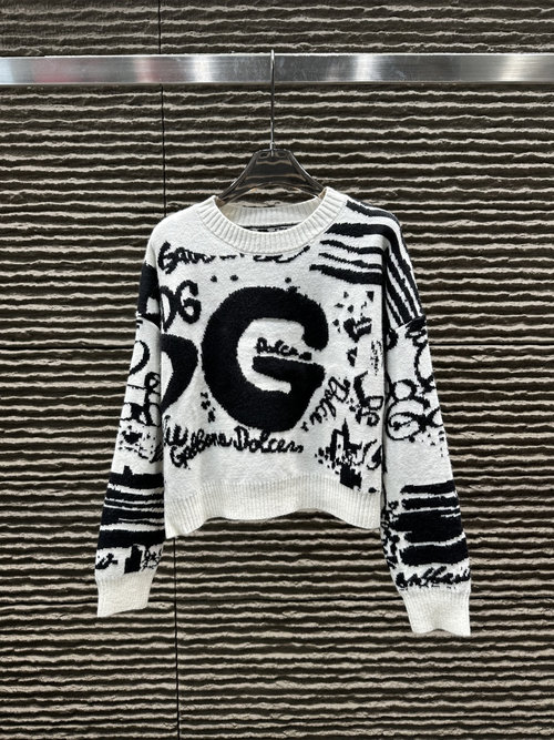 Dolce & Gabbana All-Over Jacquard Pullover Sweater with Delicate Patterns