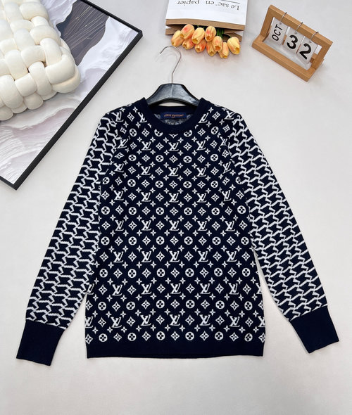 Louis Vuitton Timeless Logo Jacquard Sweater in Warm Wool Fabric