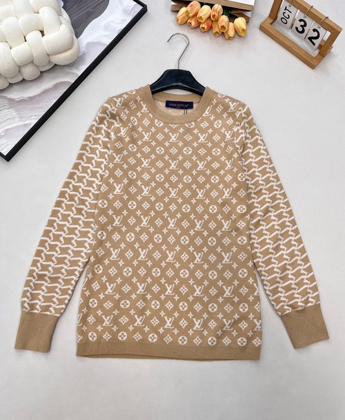 Louis Vuitton Timeless Logo Jacquard Sweater in Warm Wool Fabric