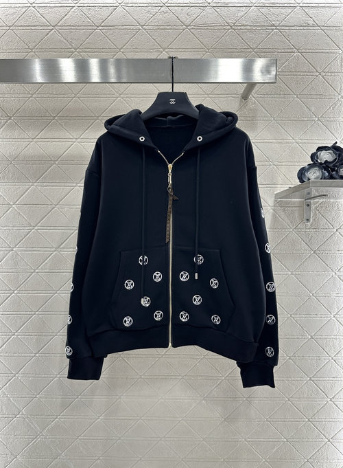 Louis Vuitton Sequined Logo Hooded Jacket and Pants Set with Custom Fabric